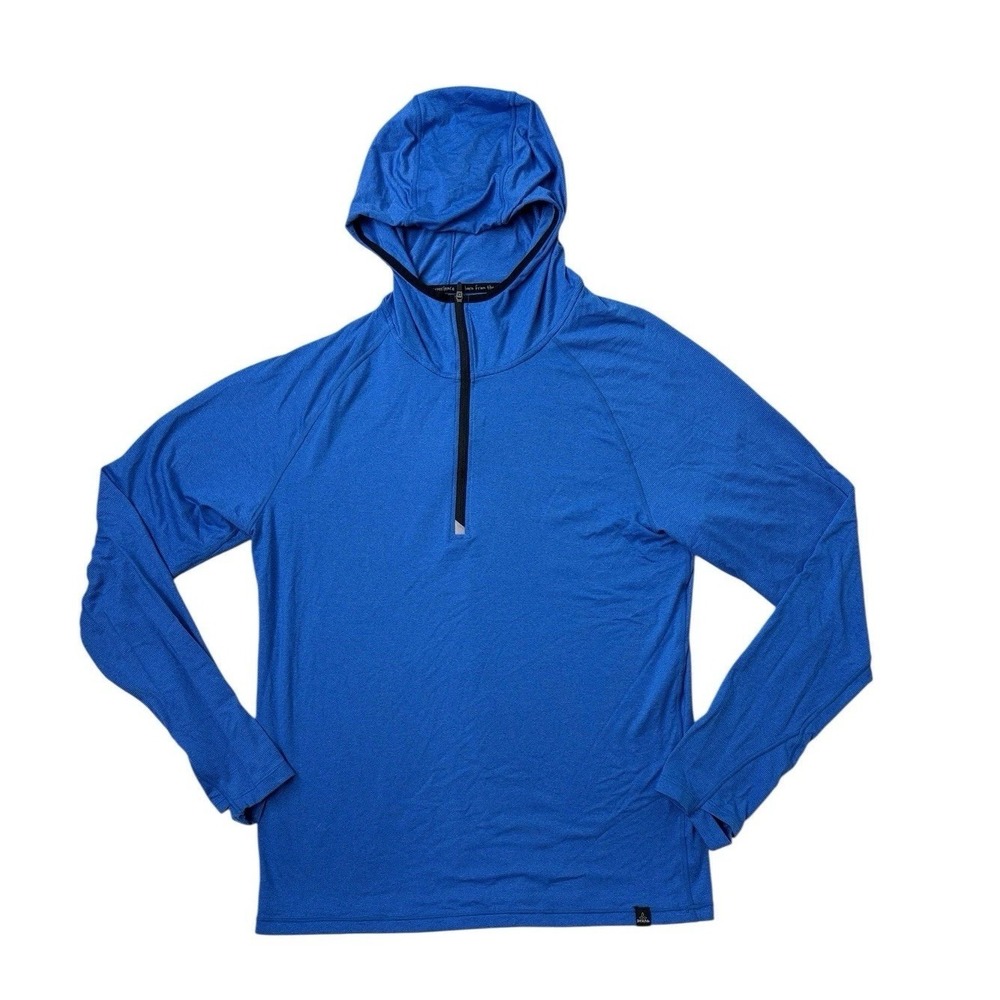 Prana Breaker 1/4  Zip Hoodie Shirt Mens L Blue Athletic Running Pullover